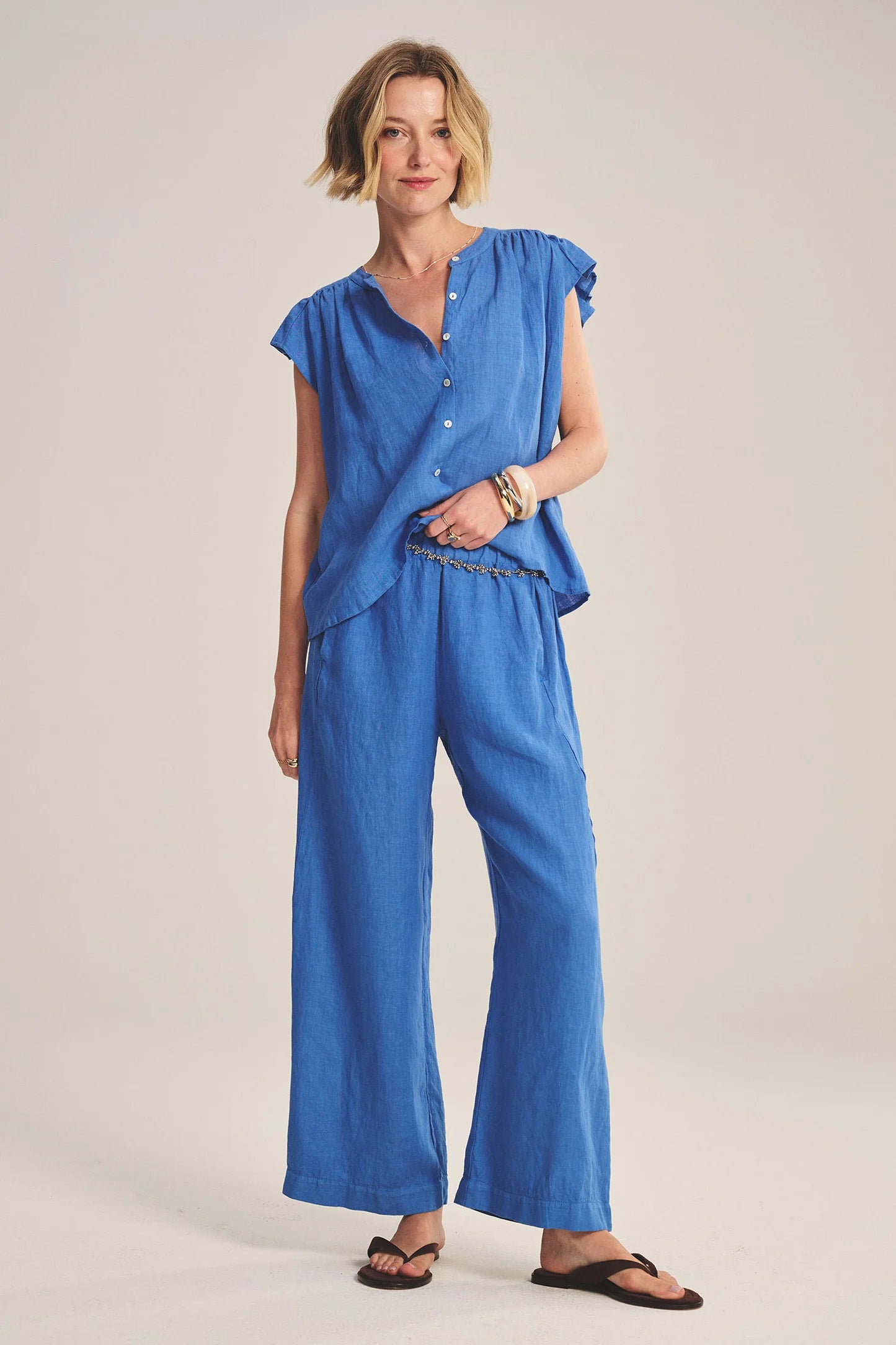LOLA LINEN TROUSER IN BLUEJAY