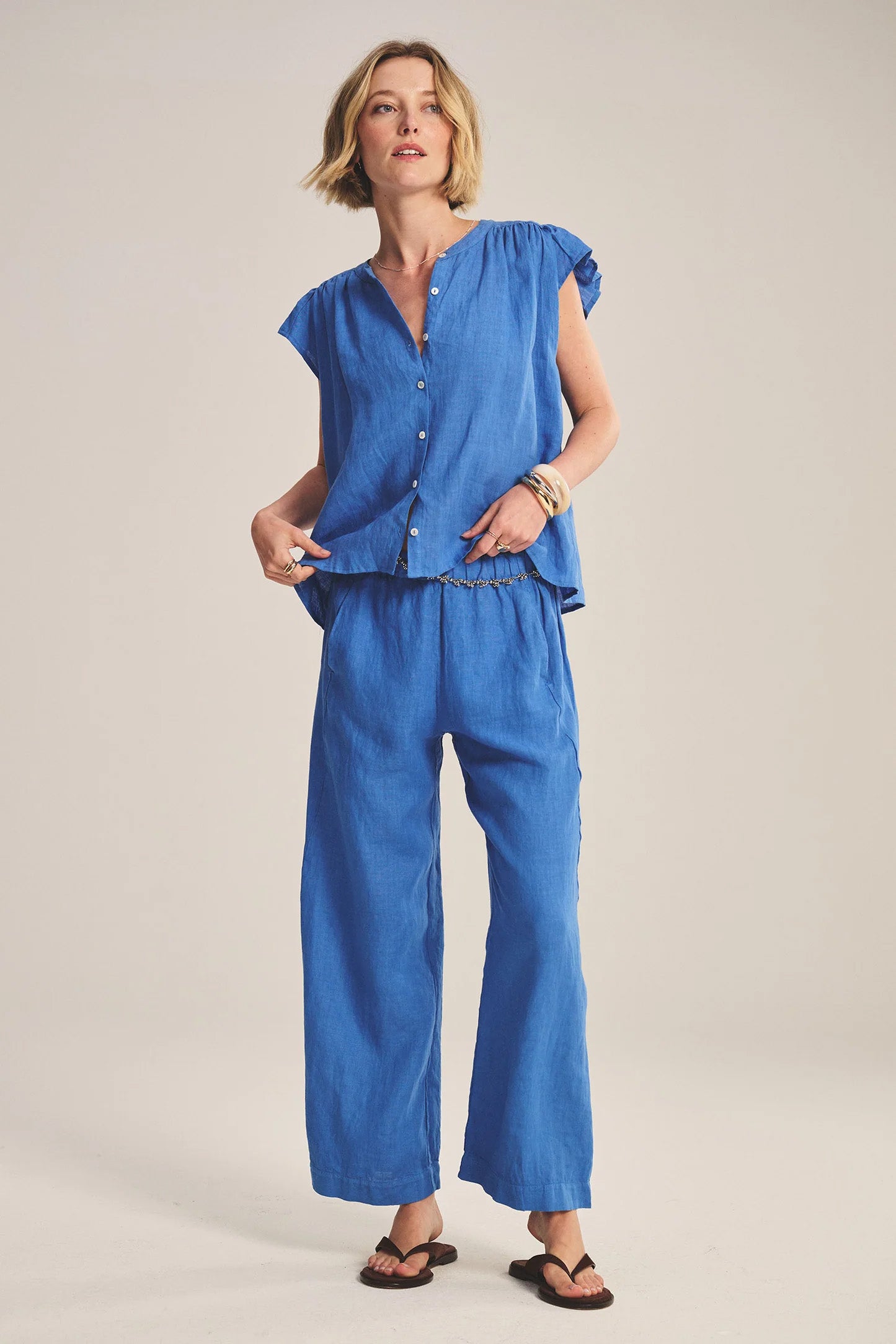 LOLA LINEN TROUSER IN BLUEJAY