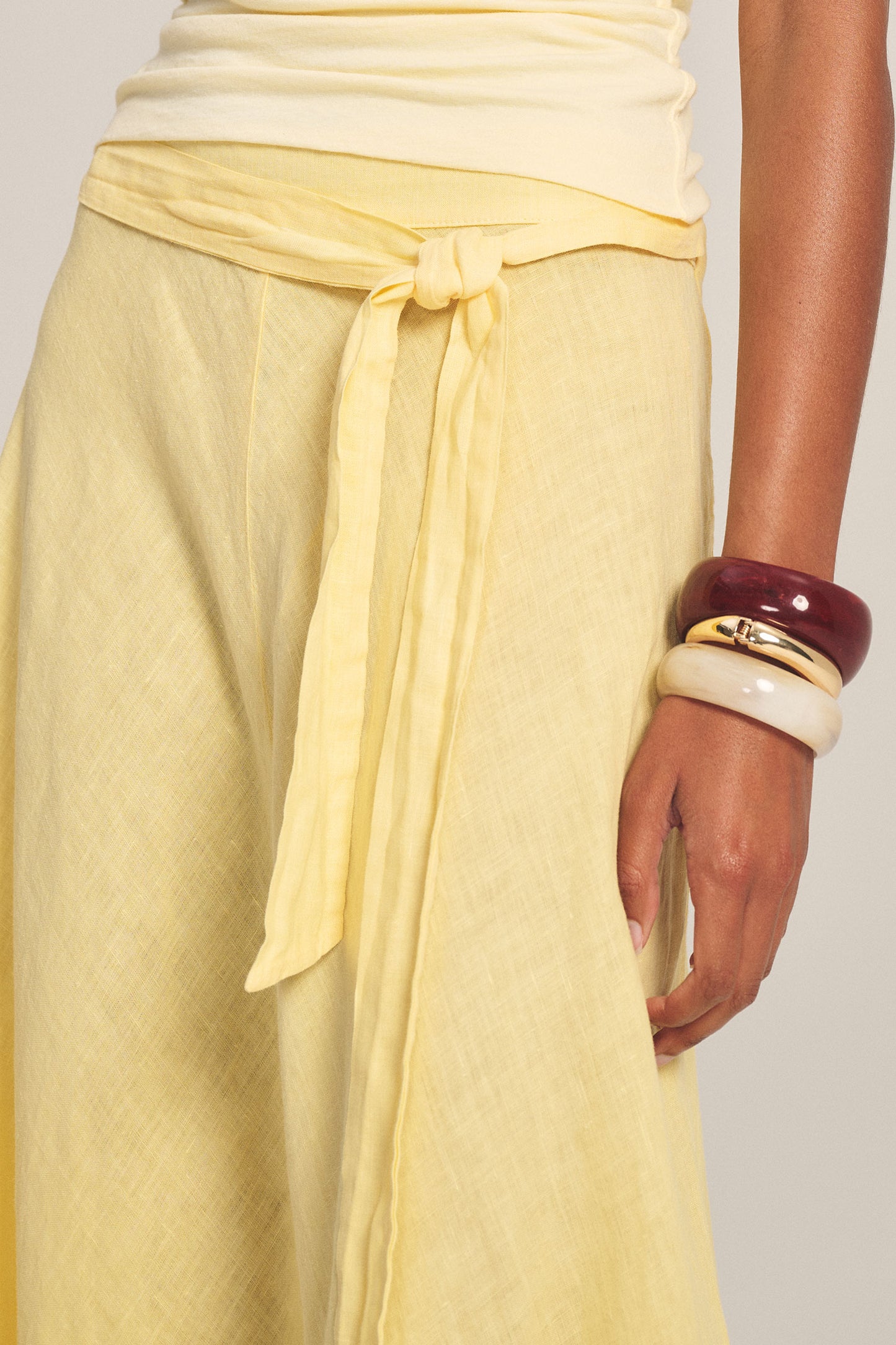 MALINA LINEN SKIRT IN LEMONDROP