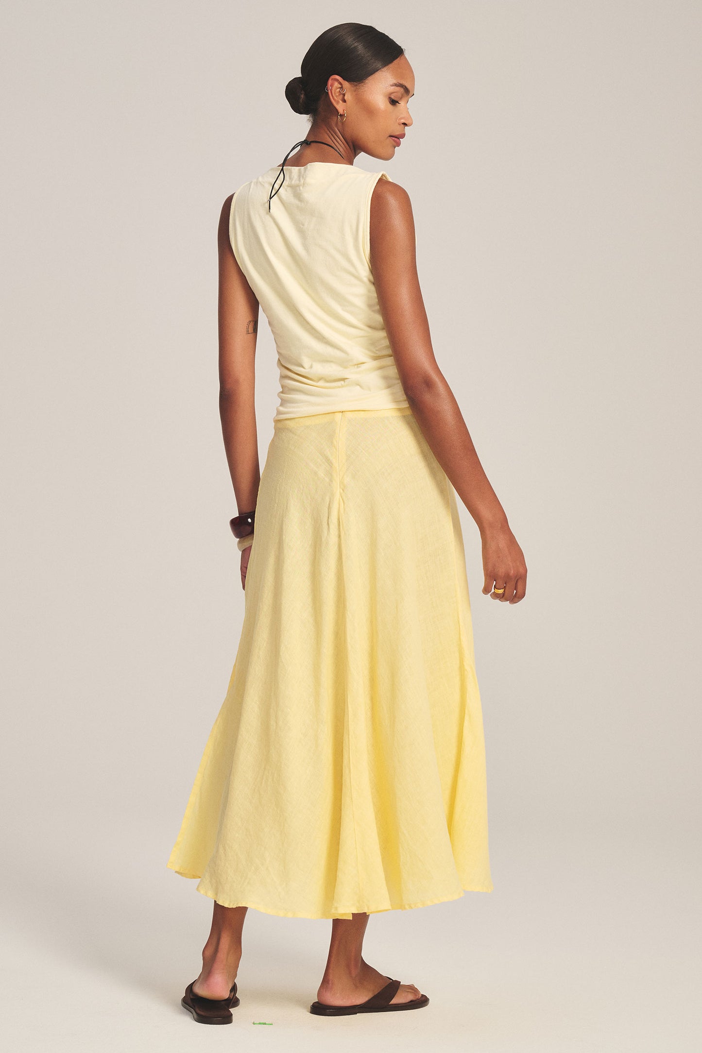 MALINA LINEN SKIRT IN LEMONDROP