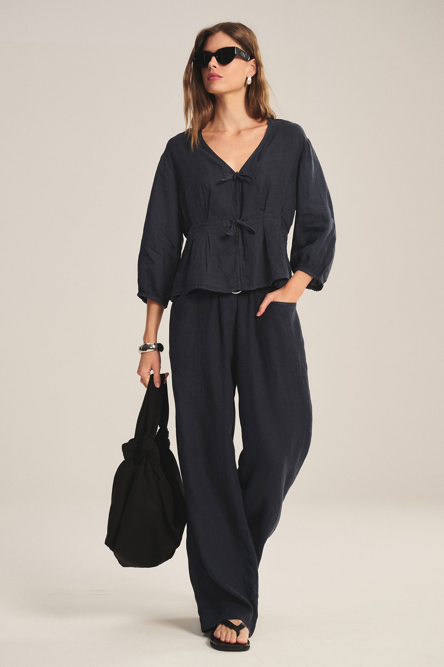 MARTHA LINEN TOP IN SHADOW