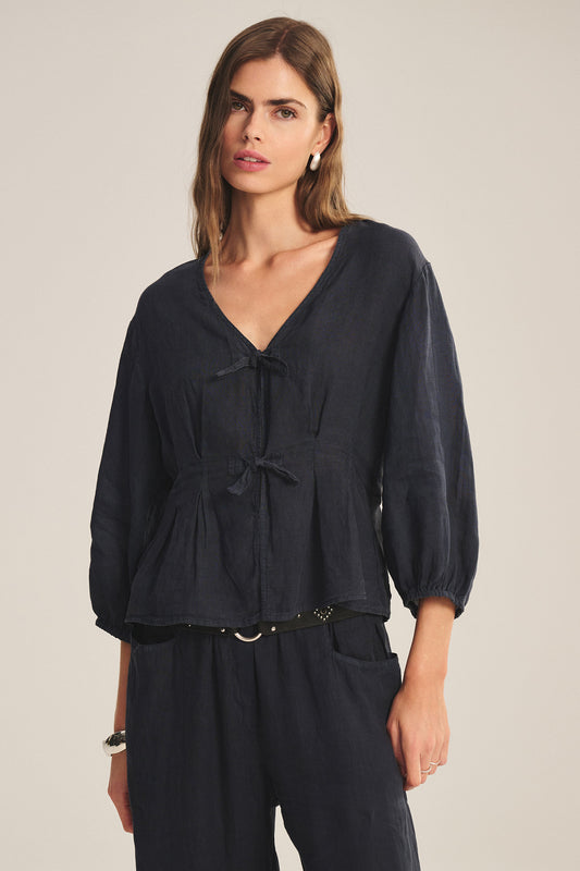 MARTHA LINEN TOP IN SHADOW