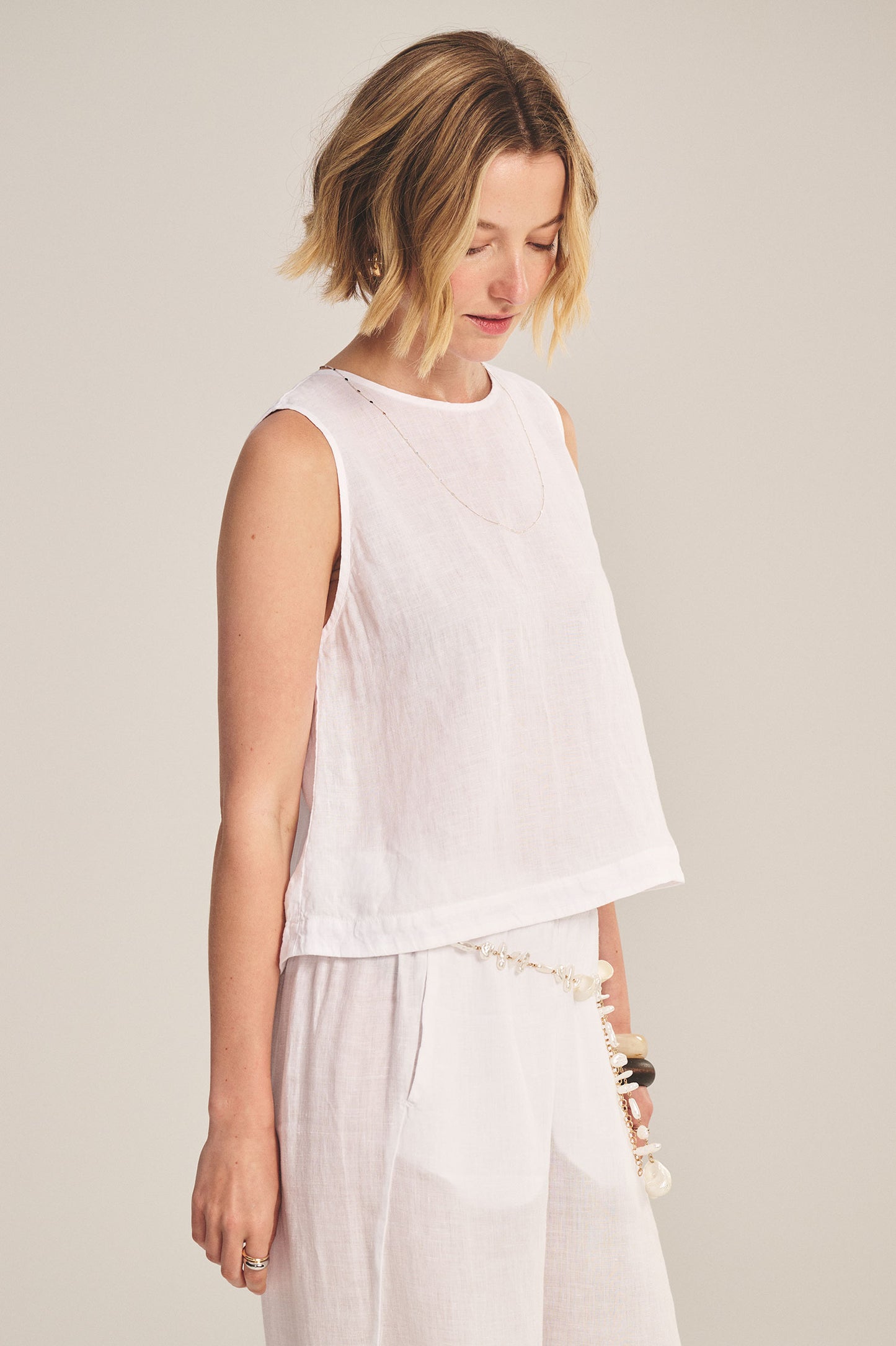 MAXINE LINEN TOP IN WHITE