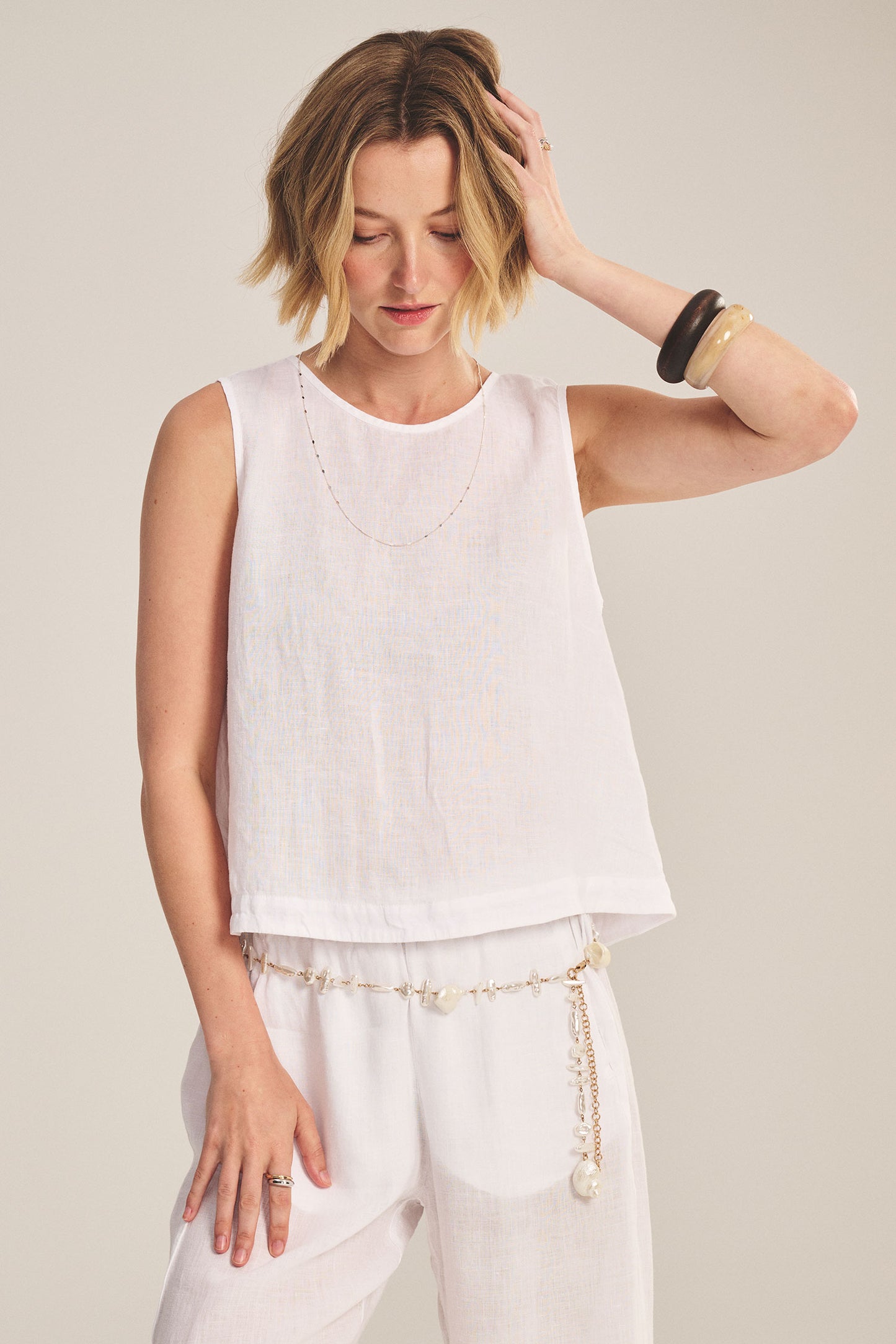 MAXINE LINEN TOP IN WHITE