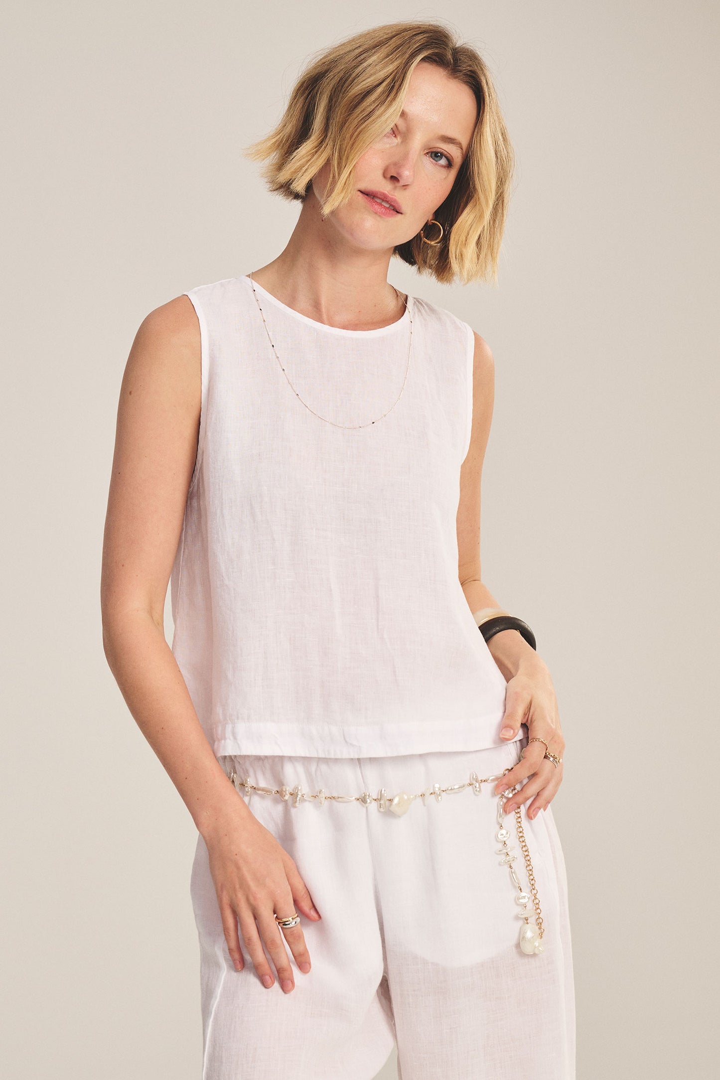 MAXINE LINEN TOP IN WHITE