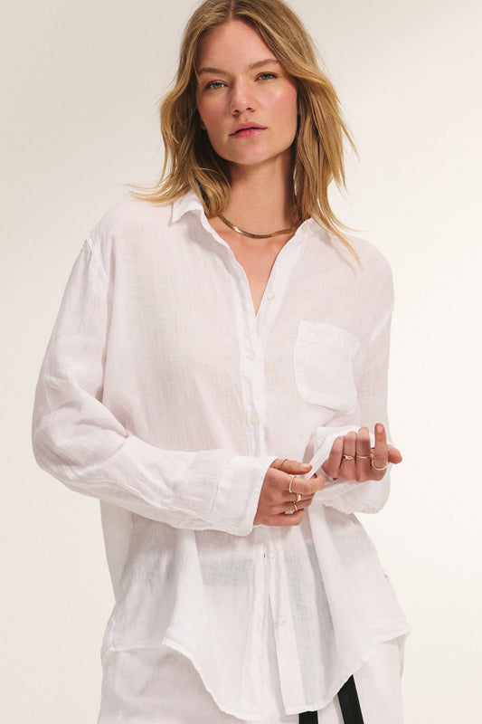 MULHOLLAND LINEN SHIRT IN WHITE