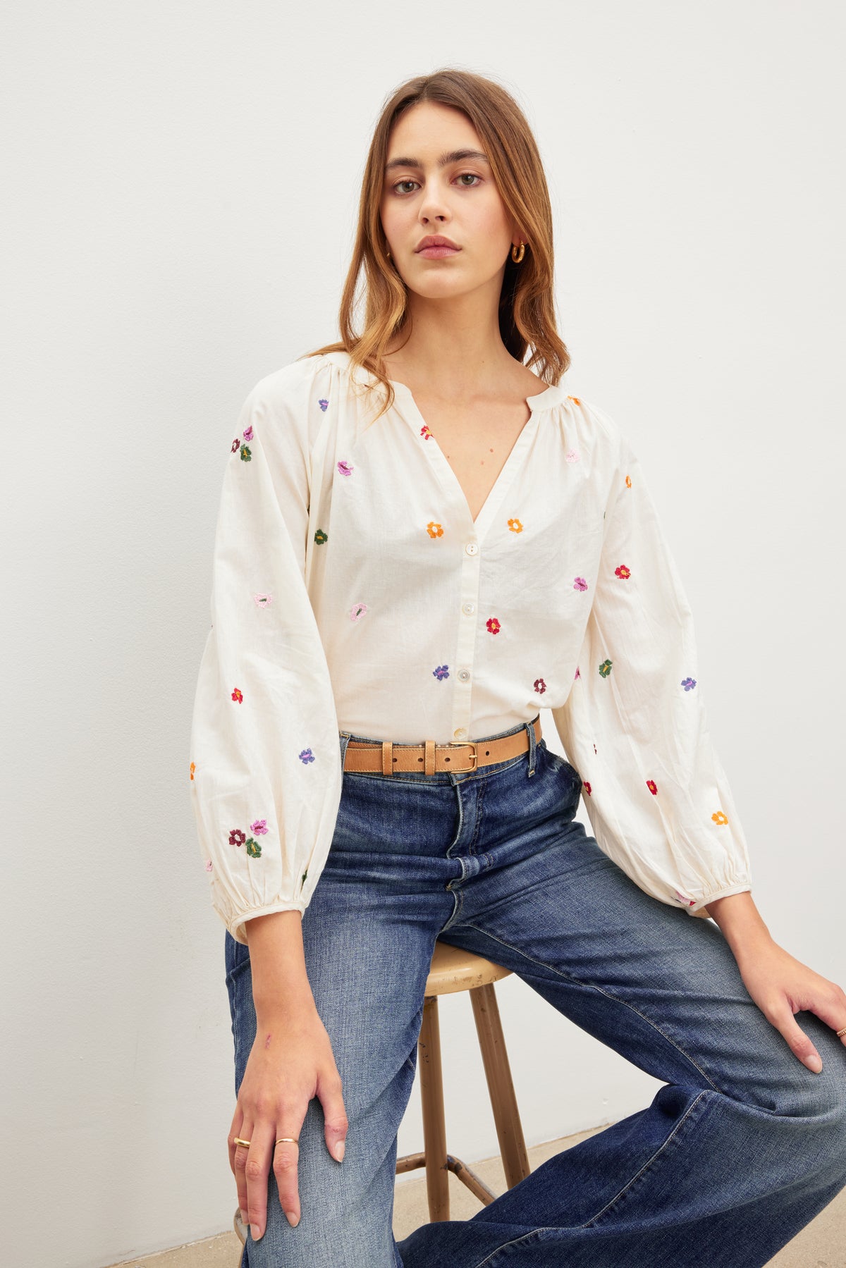 ARETHA EMBROIDERED BOHO TOP IN CREAM