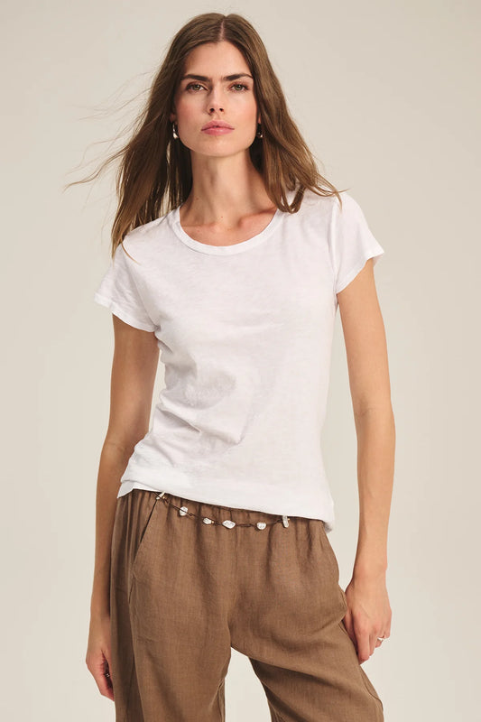 ODELIA COTTON SLUB CREW NECK T-SHIRT IN WHITE