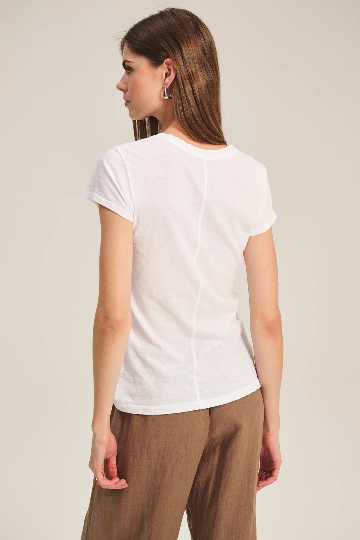 ODELIA COTTON SLUB CREW NECK T-SHIRT IN WHITE
