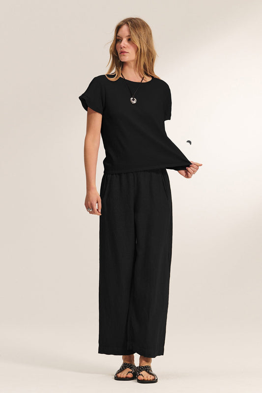 LOLA LINEN TROUSER IN BLACK