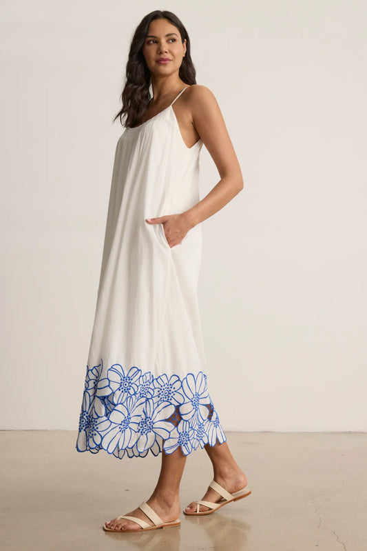 JULIETTE DRESS IN CREAM/COBALT