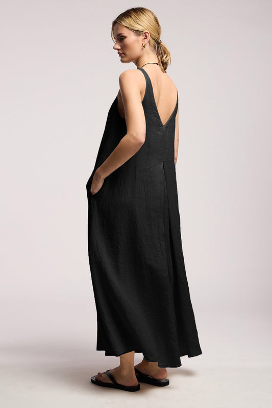 RETA LINEN DRESS IN BLACK