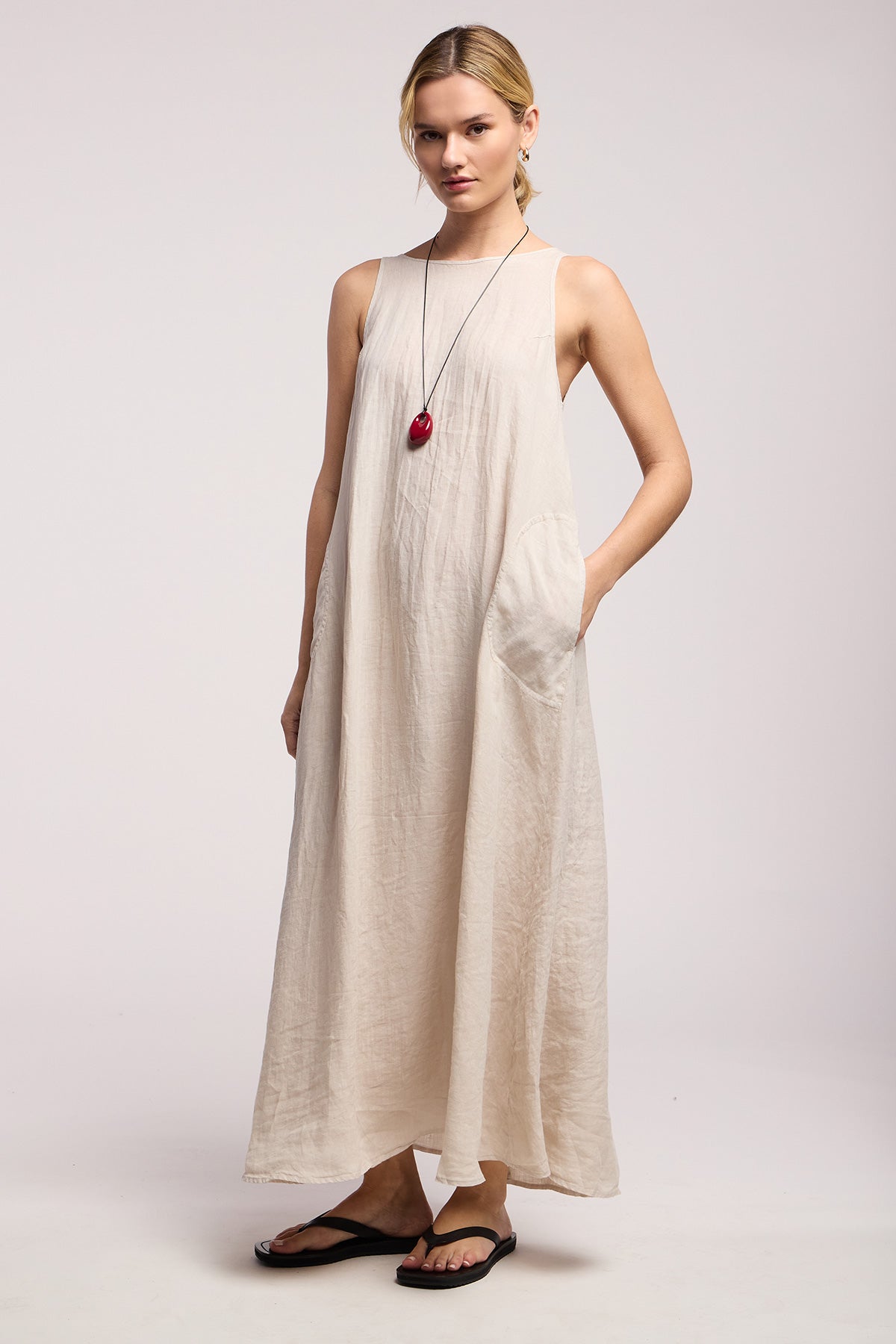 RETA LINEN DRESS COBBLE