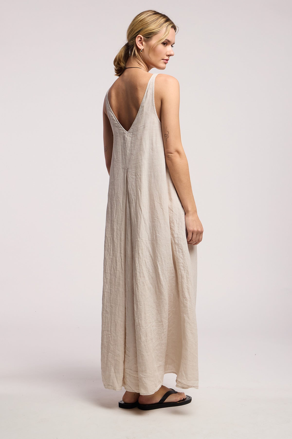 RETA LINEN DRESS IN COBBLE