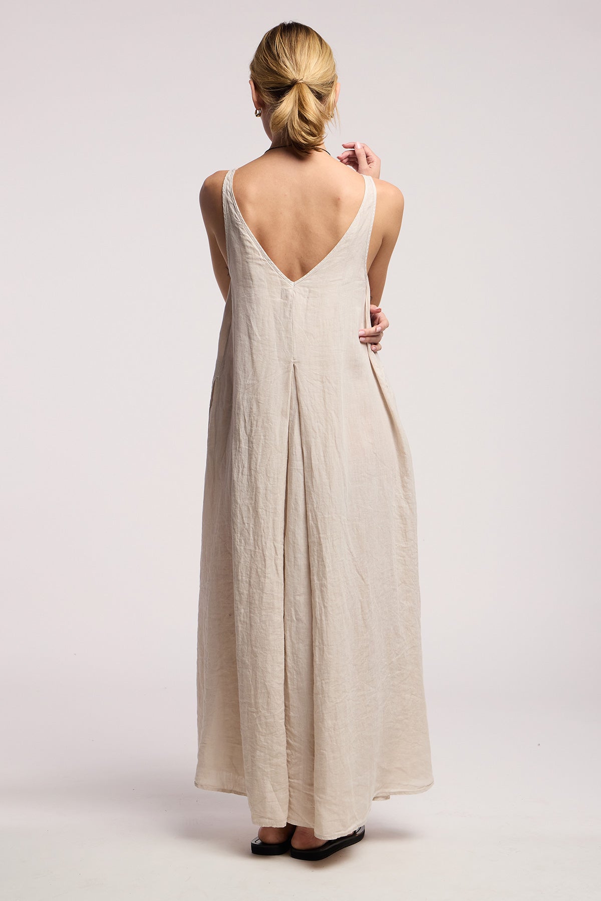 RETA LINEN DRESS IN COBBLE