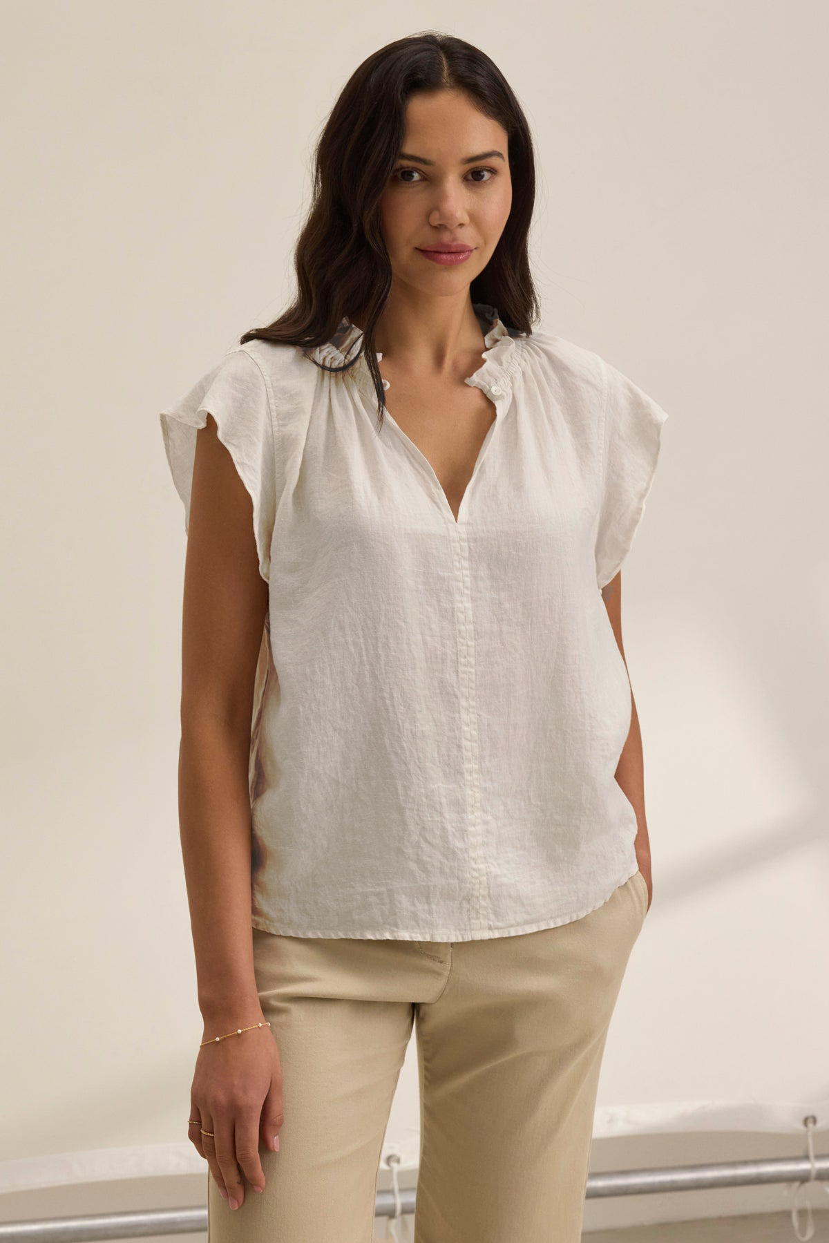 SEMIRA LINEN TOP IN COBBLE