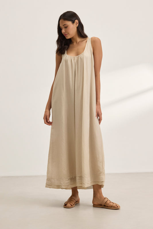 BAYOU SILK COTTON VOILE DRESS IN ANCIENT