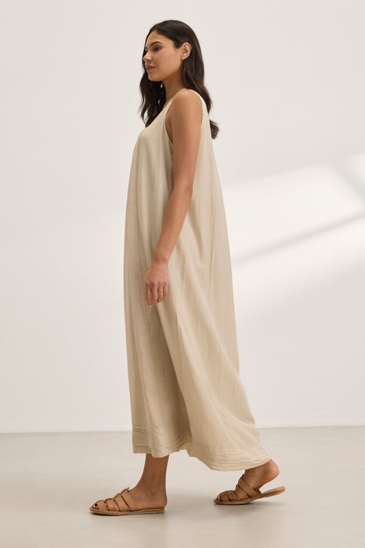 BAYOU SILK COTTON VOILE DRESS IN ANCIENT