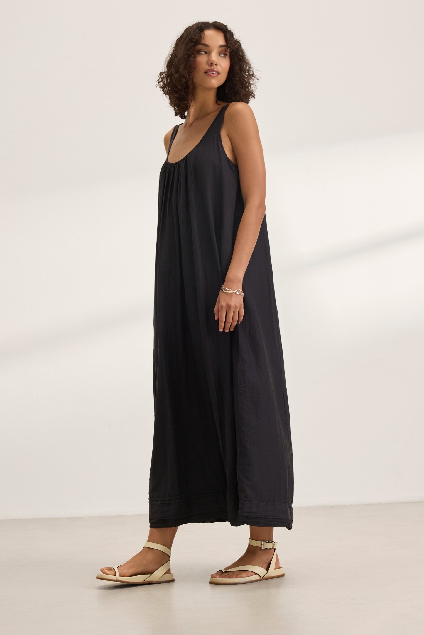 BAYOU SILK COTTON VOILE DRESS IN BLACK