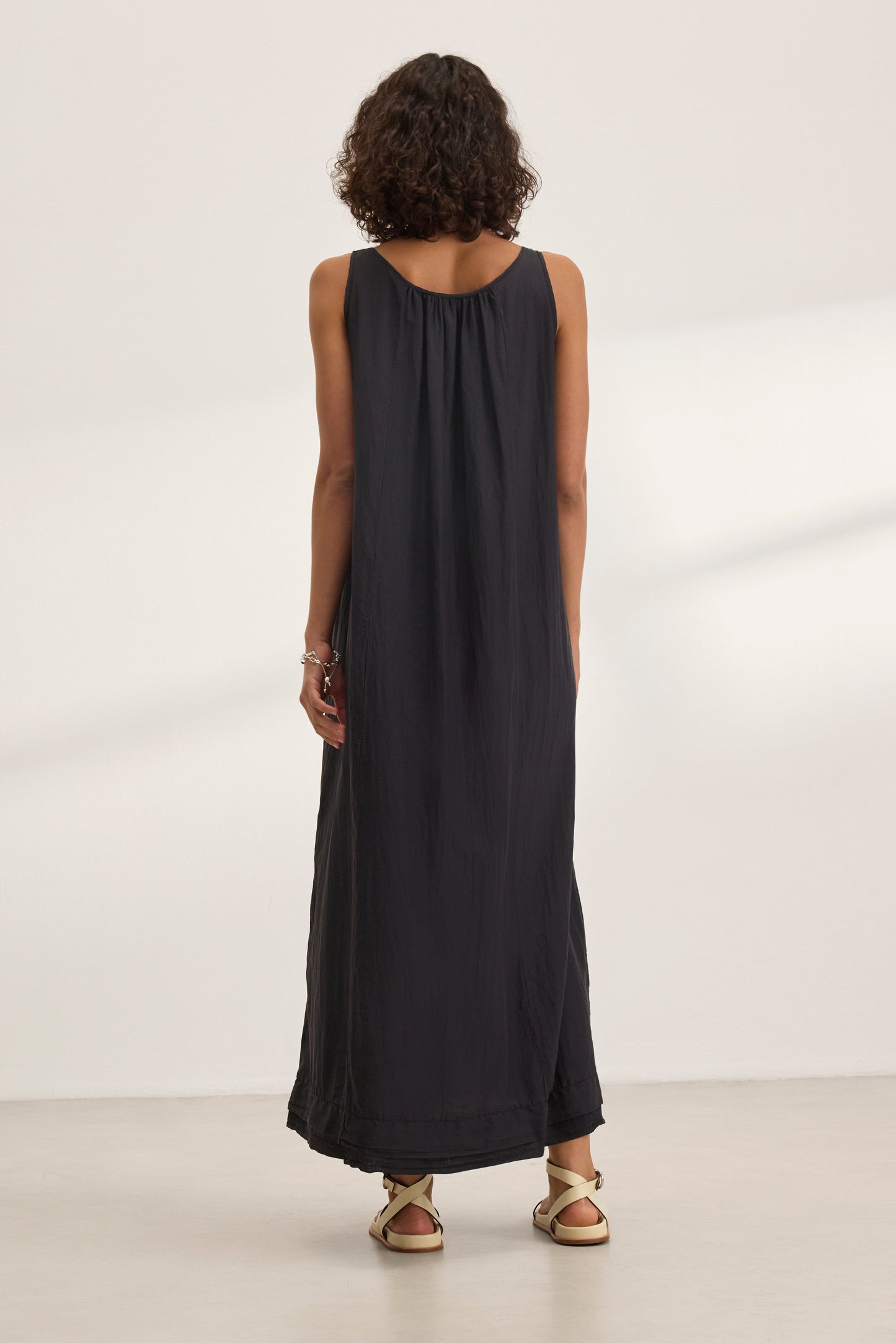 BAYOU SILK COTTON VOILE DRESS IN BLACK