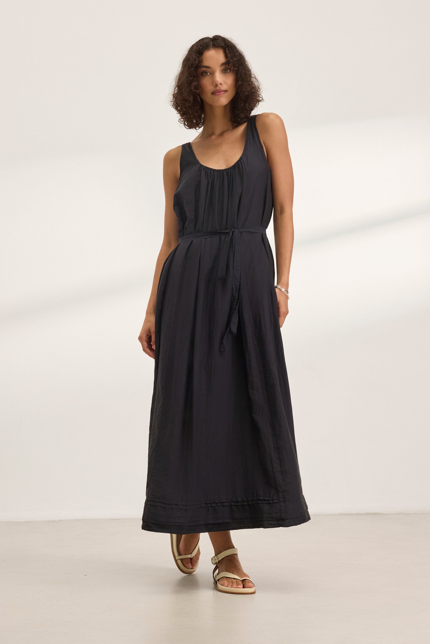 BAYOU SILK COTTON VOILE DRESS IN BLACK