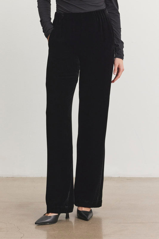 SORINE SILK VELVET TROUSER IN BLACK