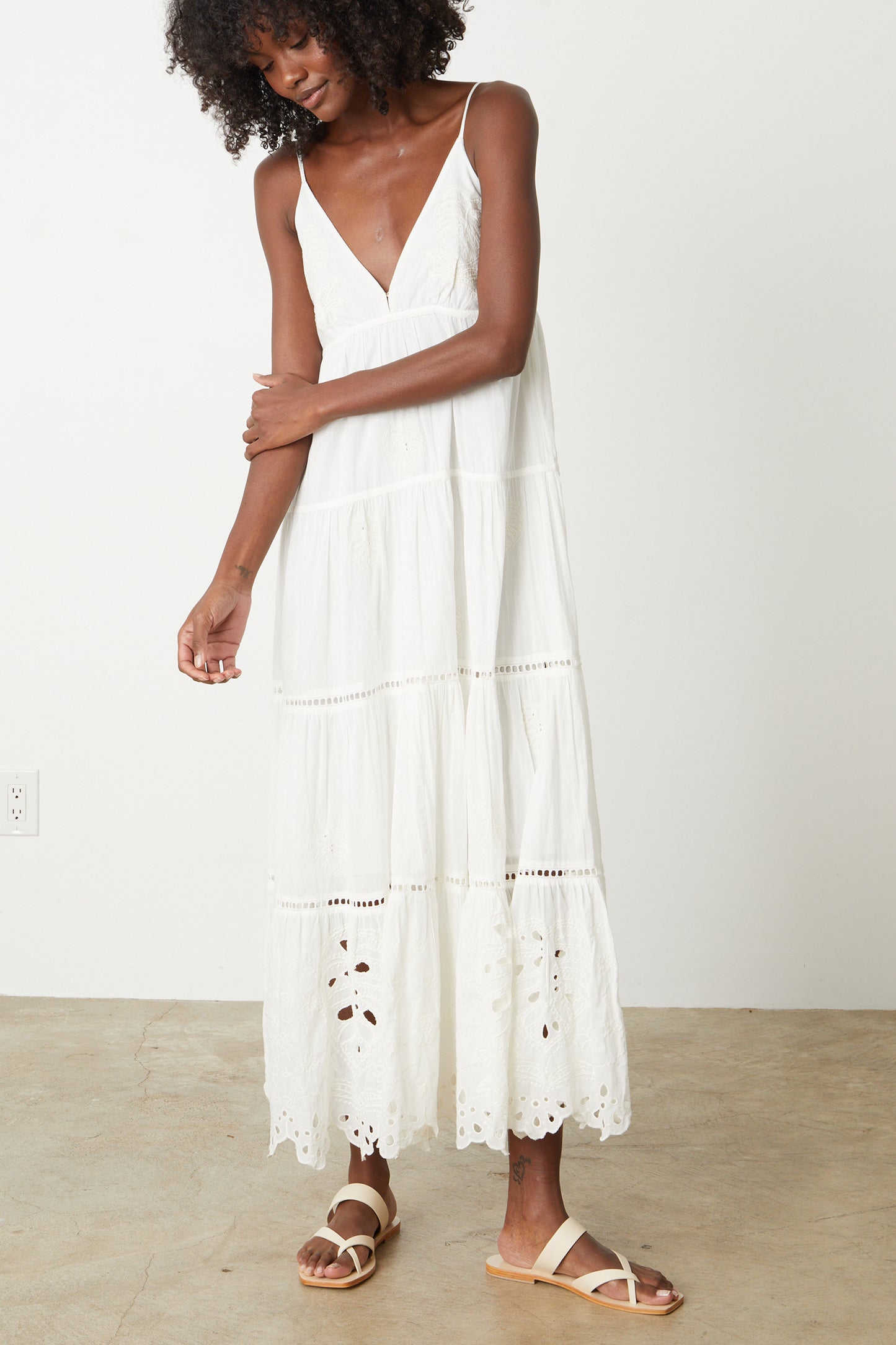 MICHELLE SUMMER EMBROIDERY DRESS IN IVORY