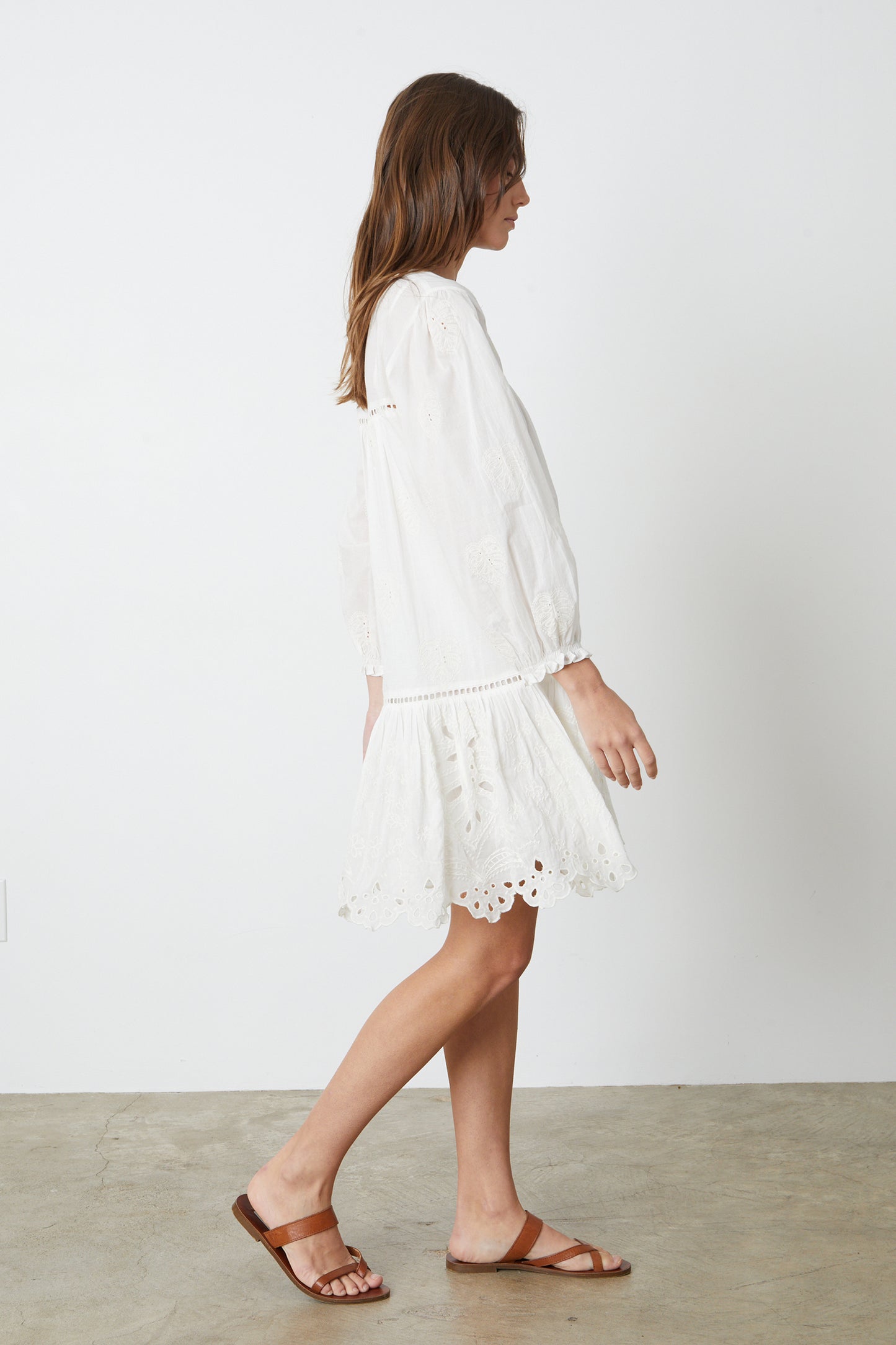 RENEE SUMMER EMBROIDERY DRESS IN IVORY