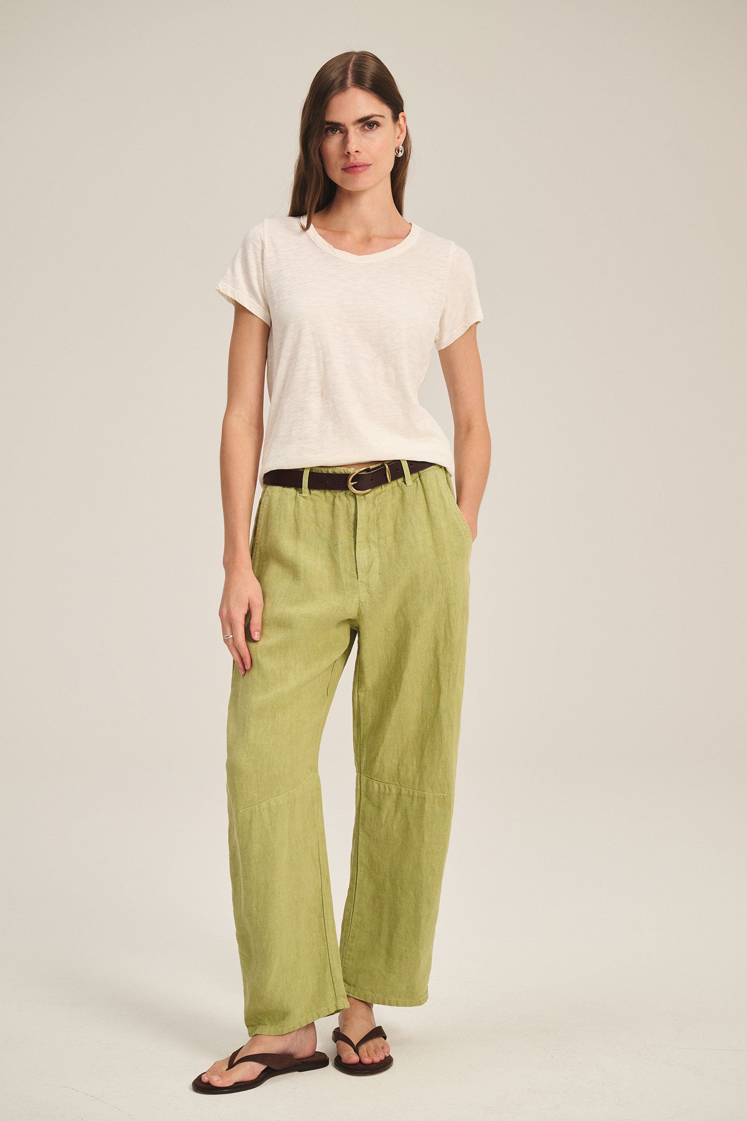 TAYLOR HEAVY LINEN TROUSER MOSS