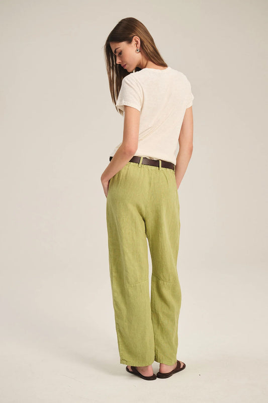 TAYLOR HEAVY LINEN TROUSER IN MOSS