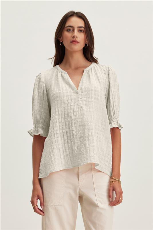 BONITA TEXTURED GAUZE TOP IN COCONUT