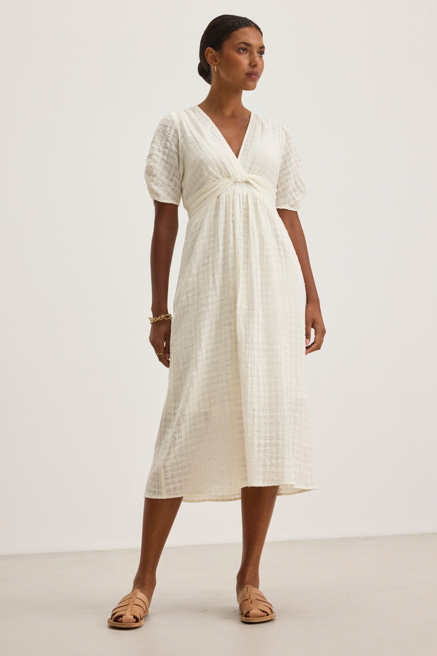 ELOISE TEXTURED COTTON GAUZE DRESS IN COCONUT