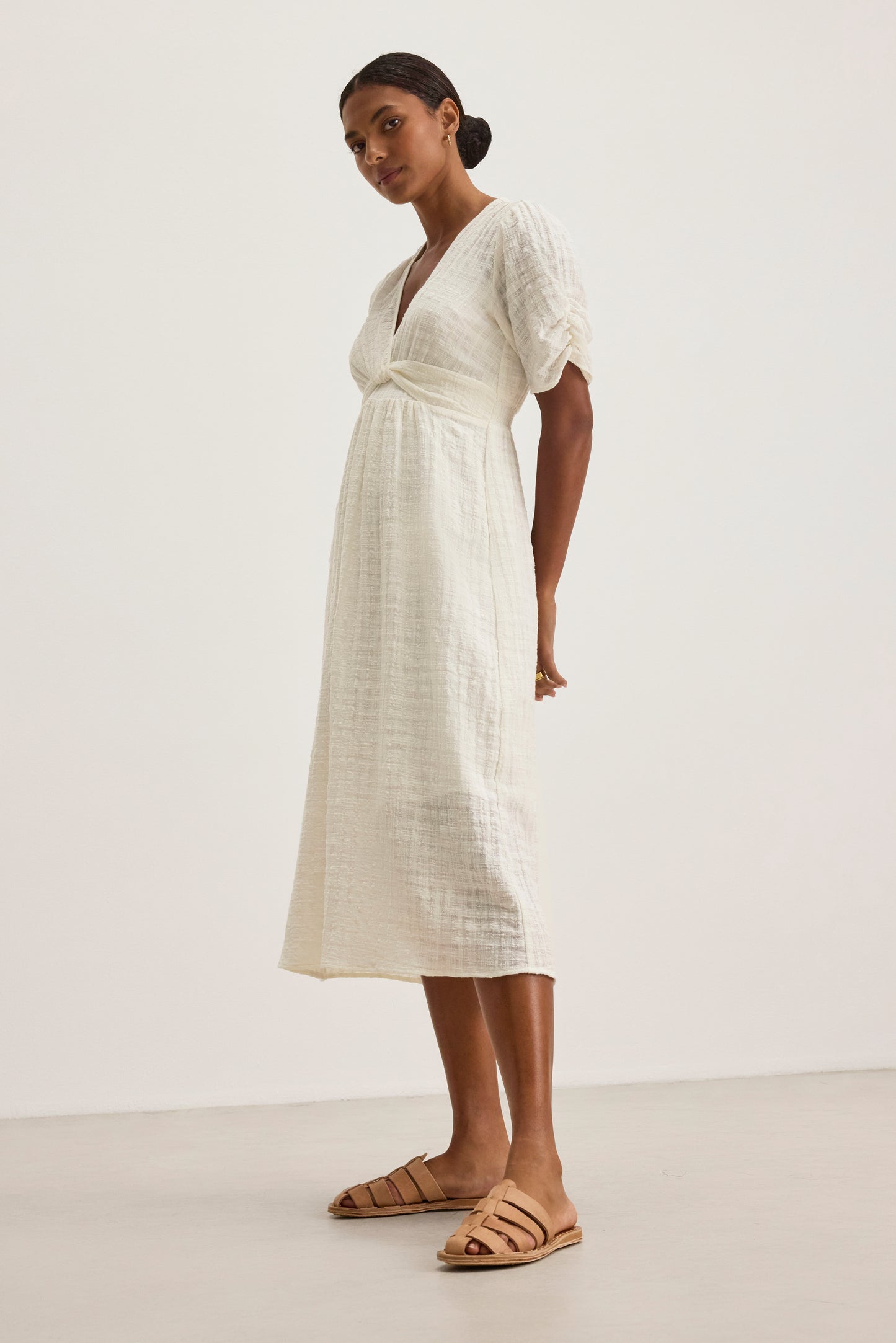 ELOISE TEXTURED COTTON GAUZE DRESS IN COCONUT