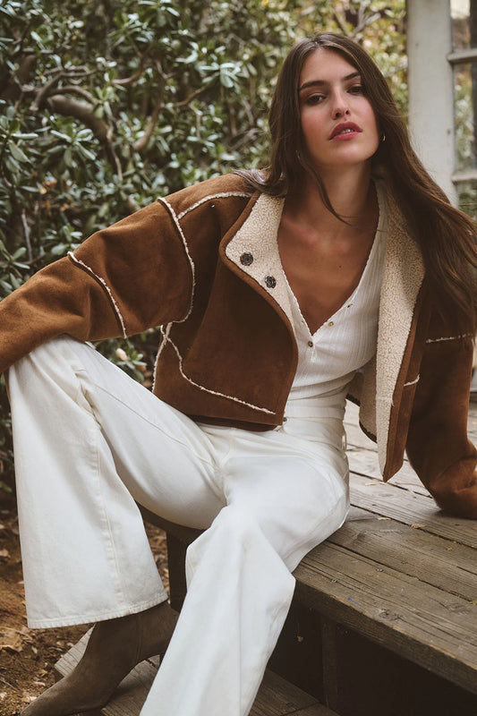 KELLY SHERPA REVERSIBLE JACKET IN TOBACCO