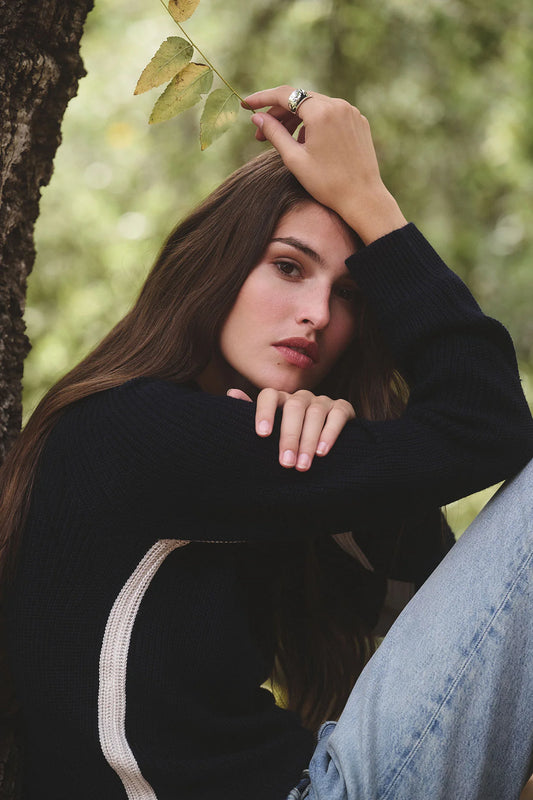 SAVANNAH SWEATER IN NAVY/LIGHT GREY