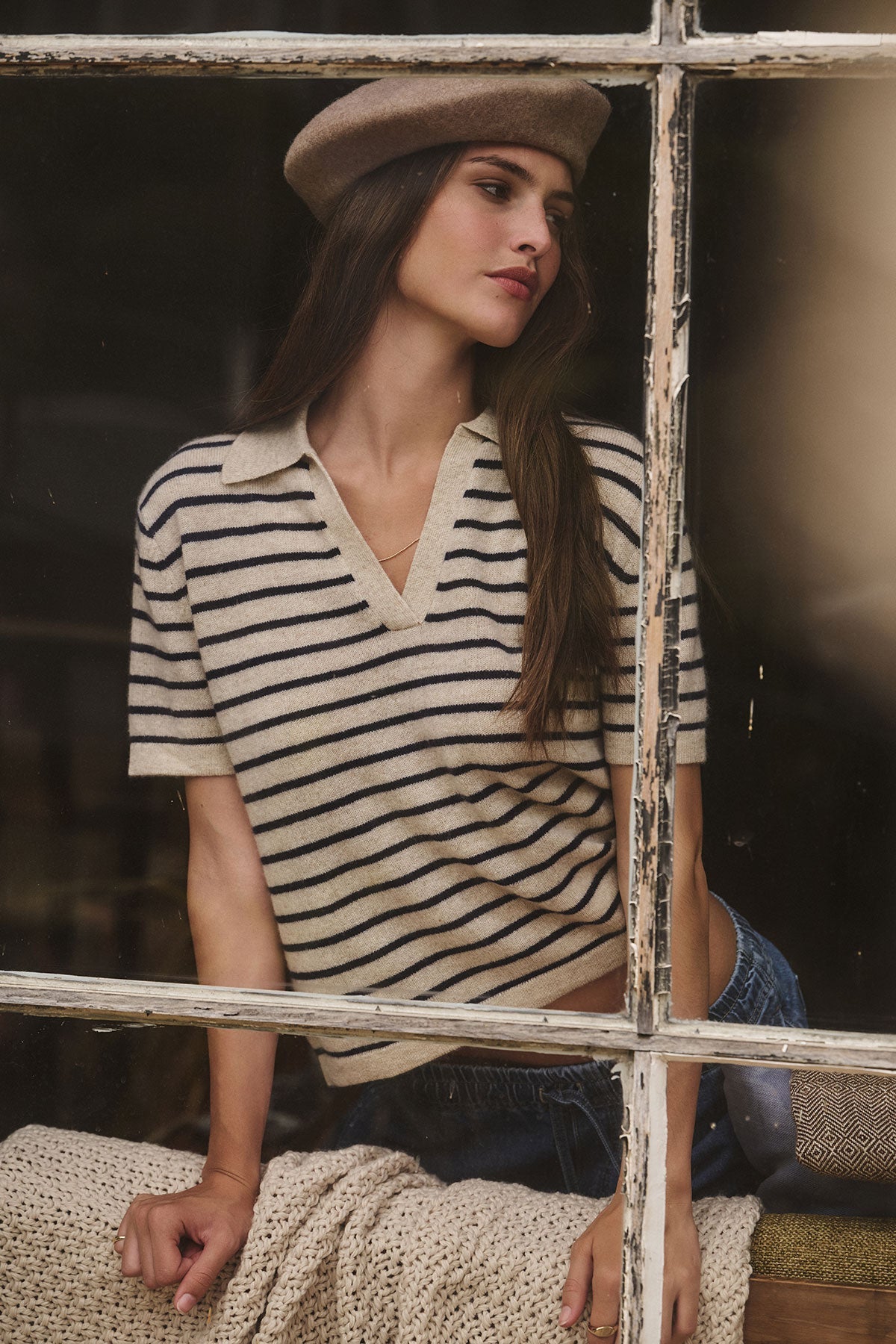 Yael Cashmere Polo in Oatmeal