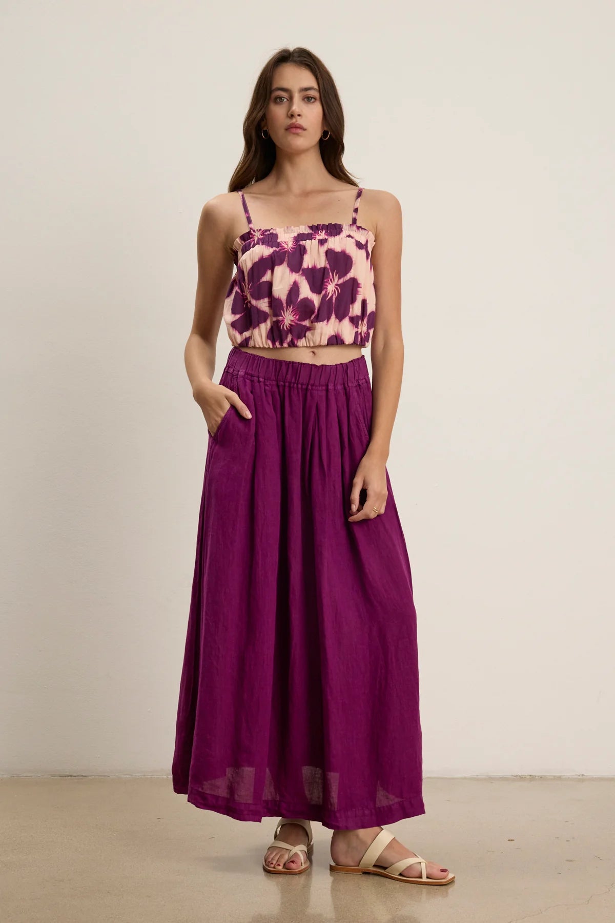 LINDA LINEN SKIRT GRAPE