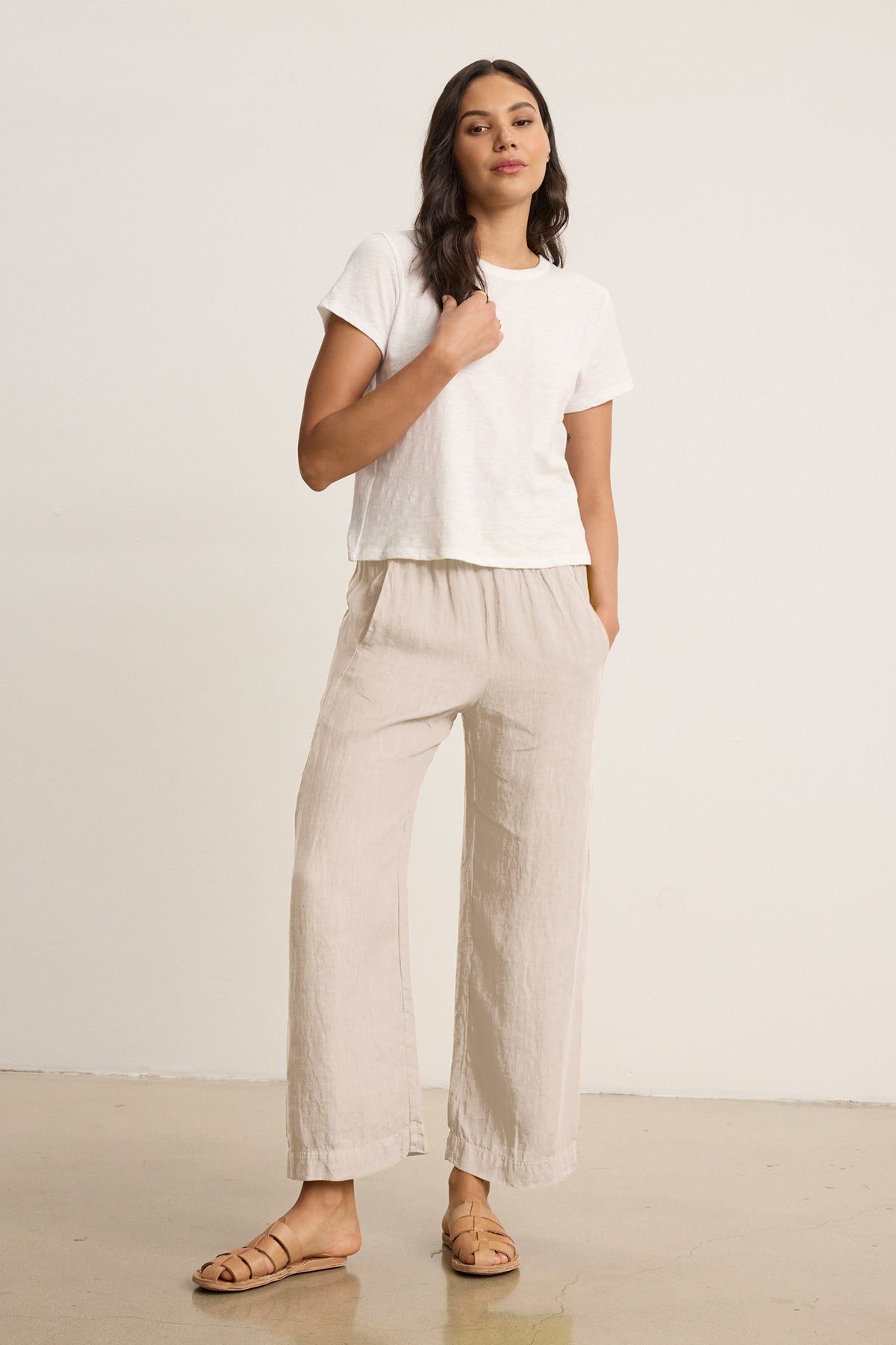 LOLA LINEN TROUSER IN COBBLE