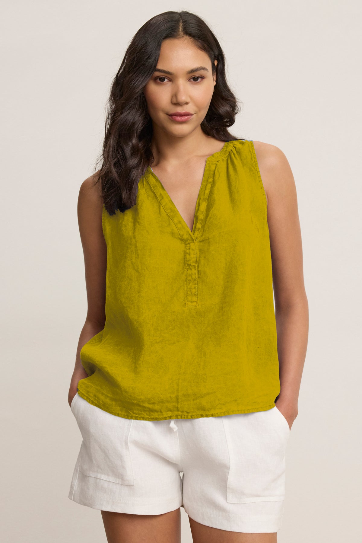 TACY LINEN TOP DANDELION