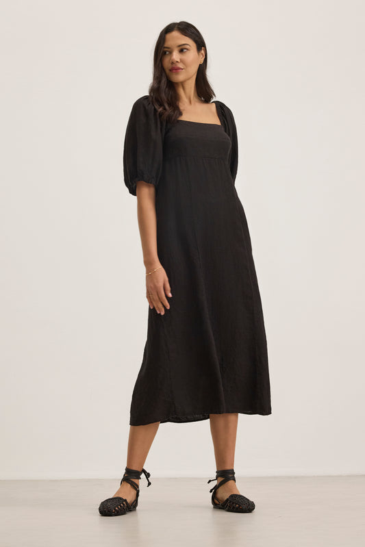 BROOKE LINEN DRESS IN BLACK