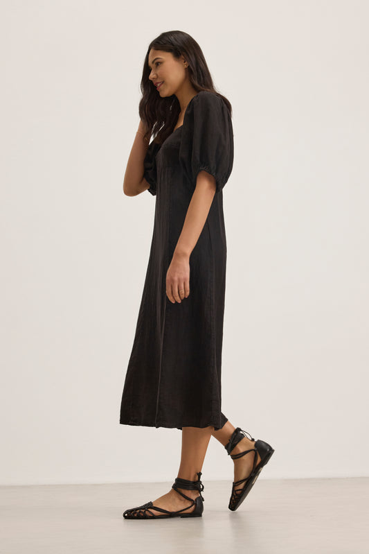 BROOKE LINEN DRESS IN BLACK