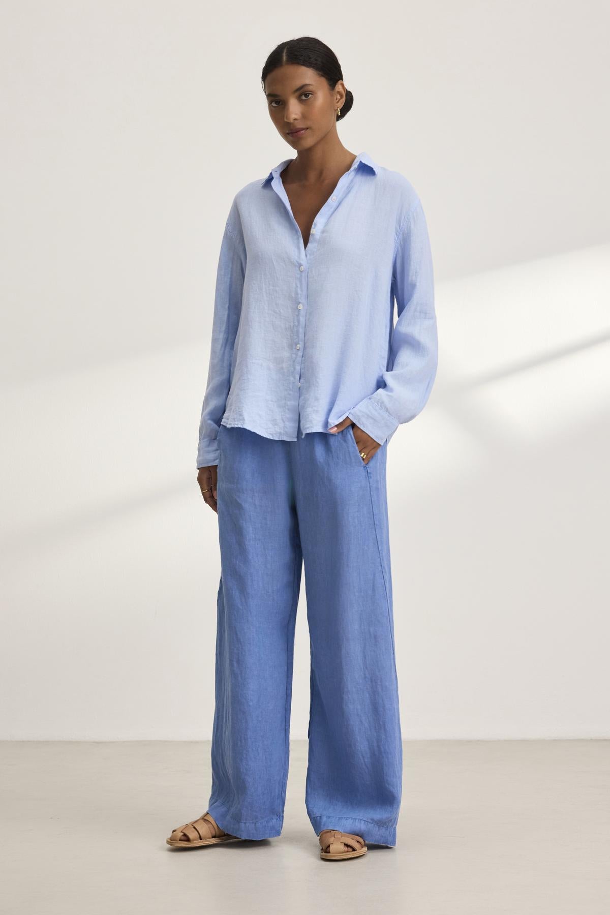 STEPHANIE LINEN PANT IN CHAMBRAY