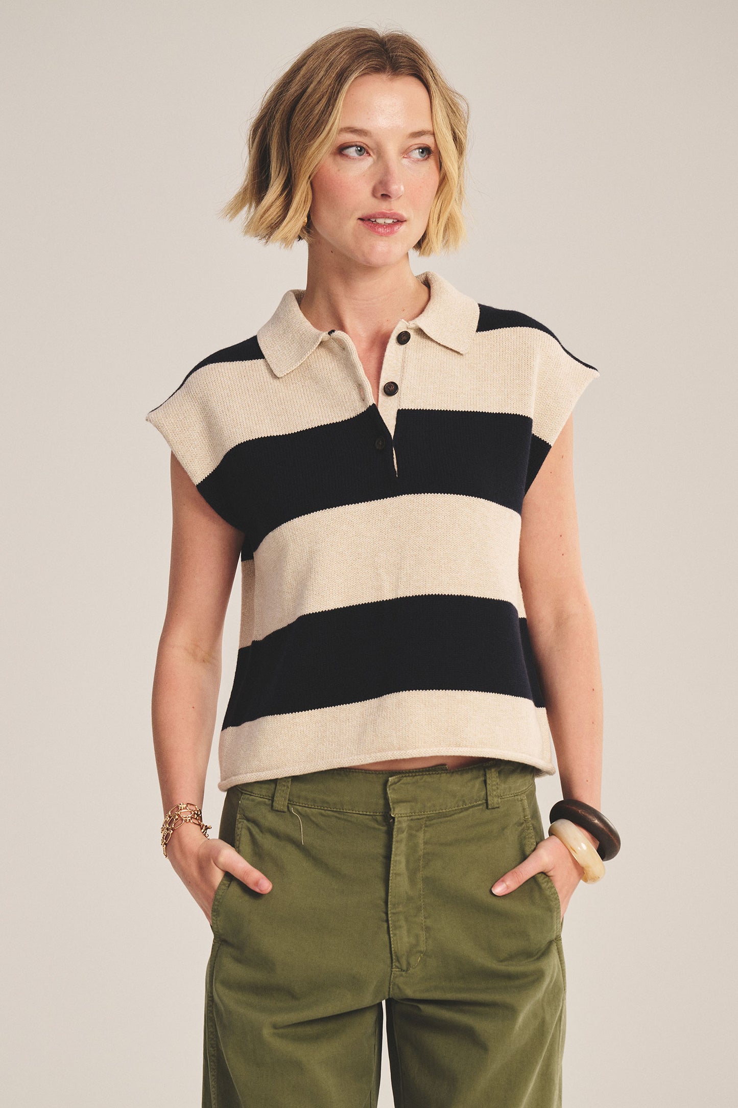 ZOELLA SWEATER POLO IN OAT