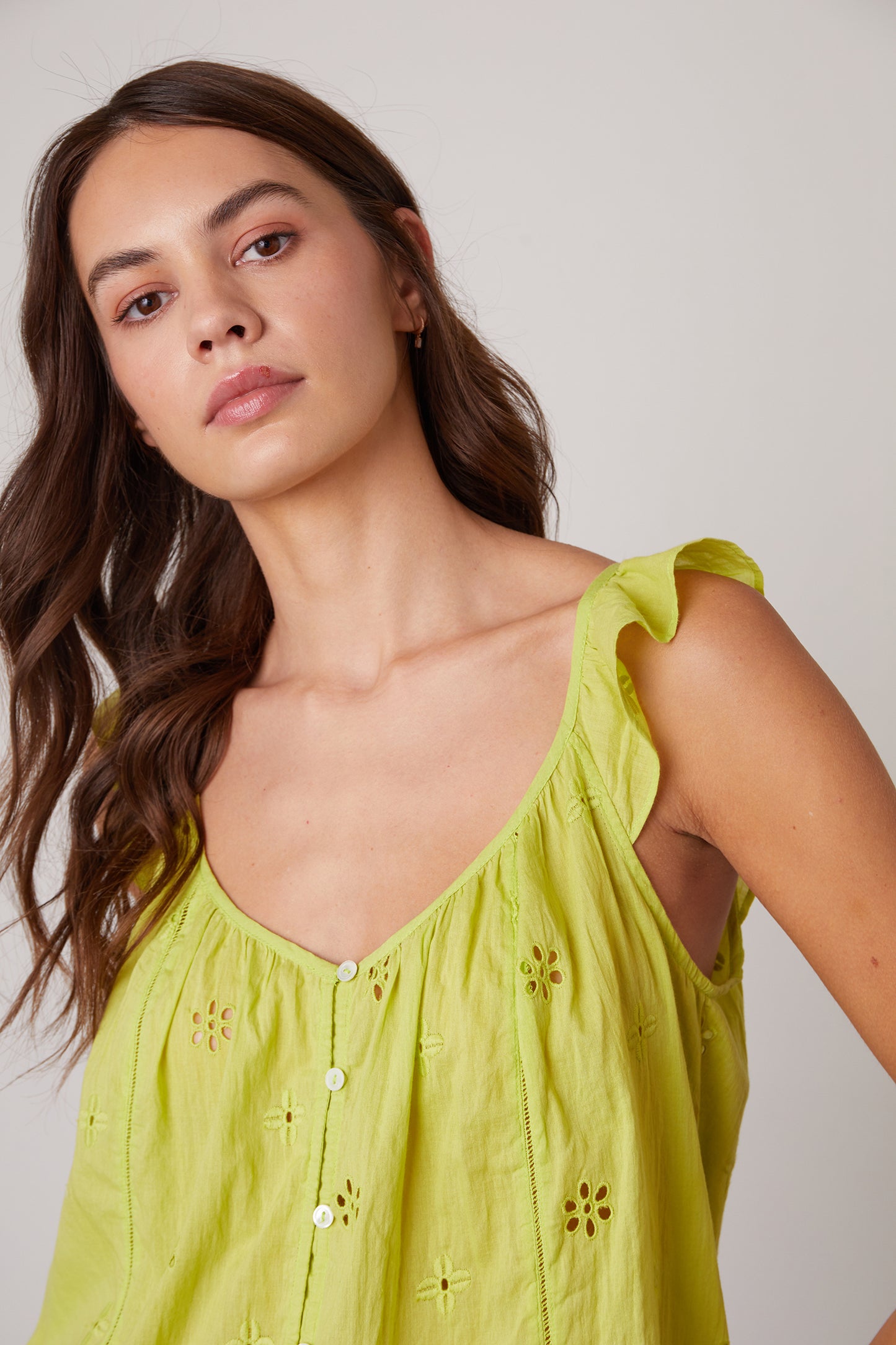 COCO COTTON EYELET TOP IN LIME