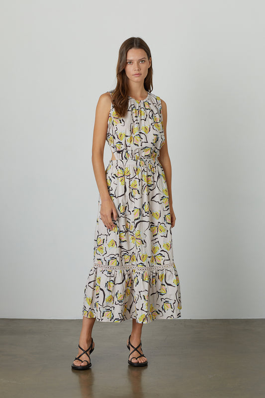 KAMILLA PRINTED CUT OUT DRESS IN LILYPAD
