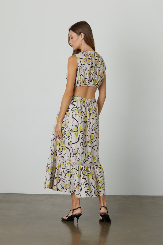 KAMILLA PRINTED CUT OUT DRESS IN LILYPAD