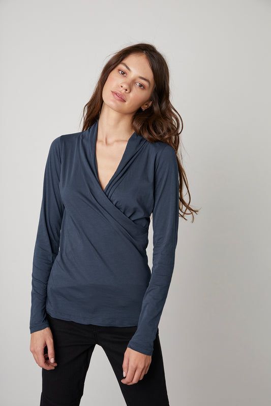 MERI GAUZY WHISPER TOP IN MIDNIGHT