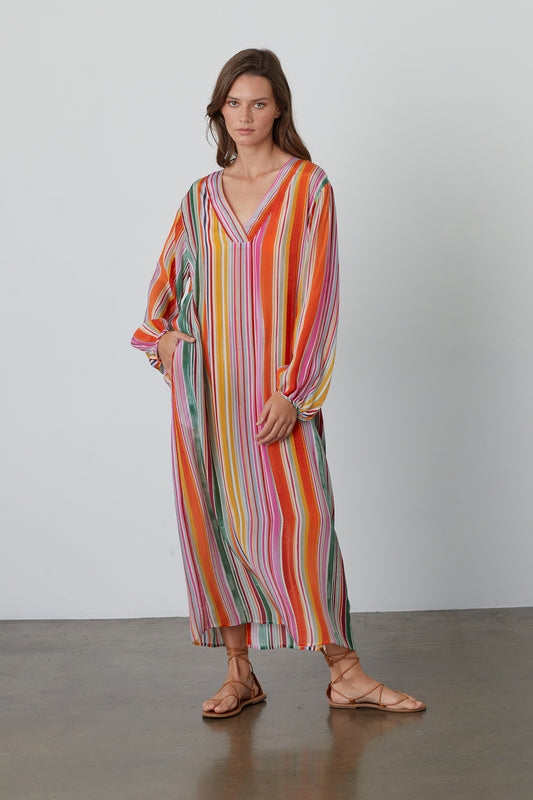 PIA PRINTED MAXI DRESS IN MULTI