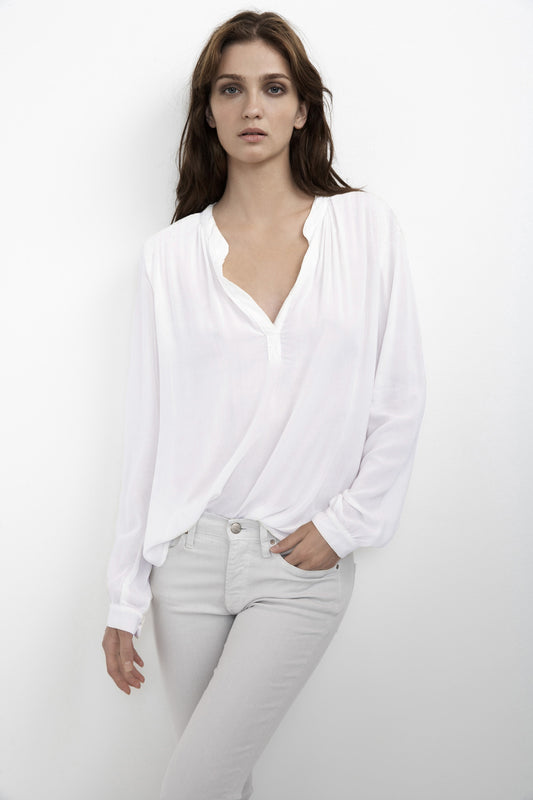 ROSIE RAYON CHALLIS BLOUSE IN WHITE