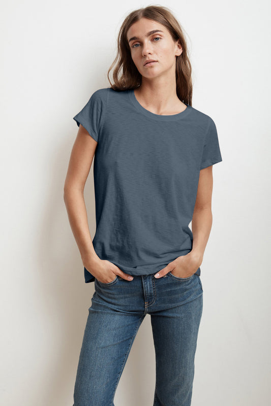 TRESSA COTTON SLUB T-SHIRT IN MIDNIGHT